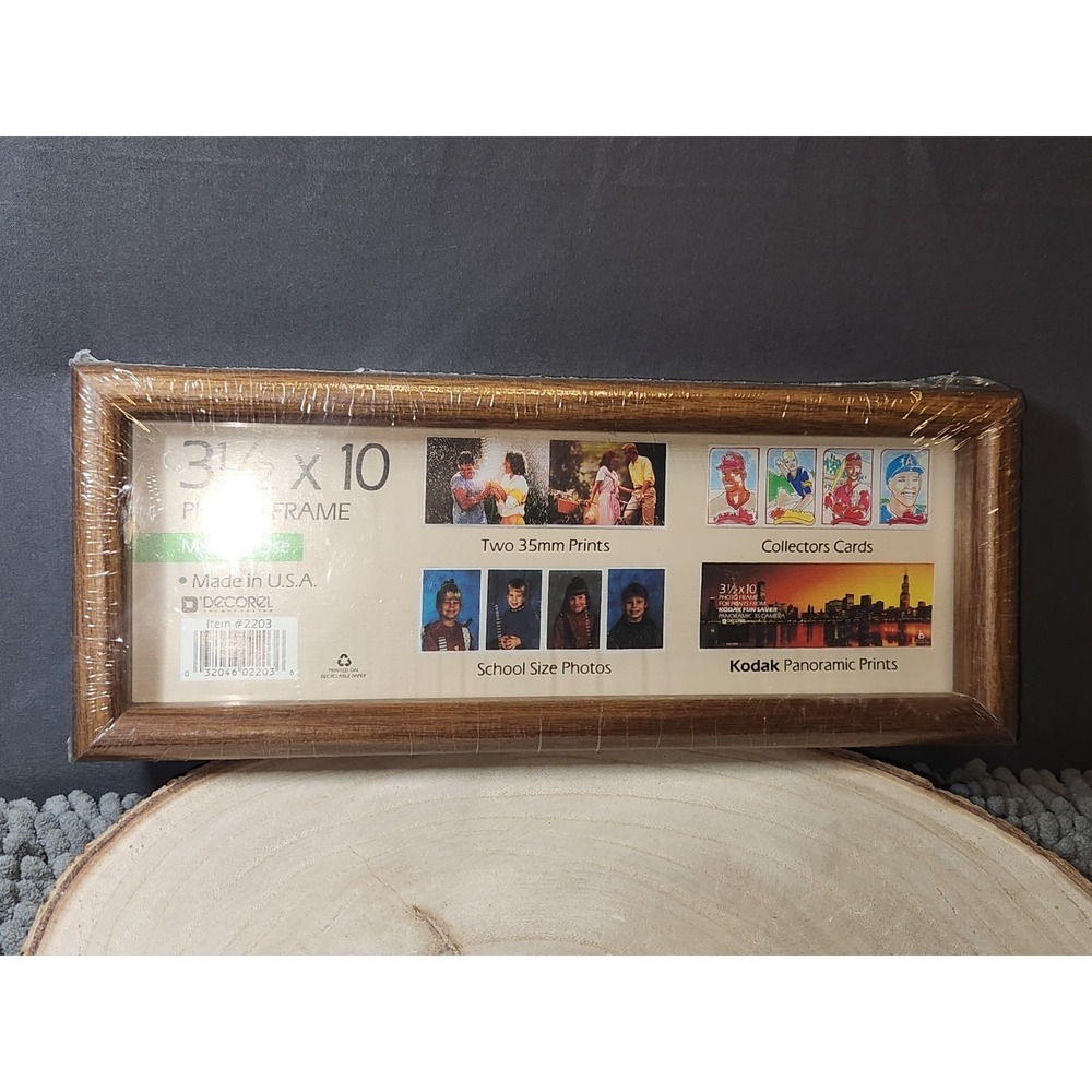 Vintage Decorel Panorama PICTURE Frame Wood New 3.5 x 10" Rectangle Wall Hanging - Picture 5 of 5